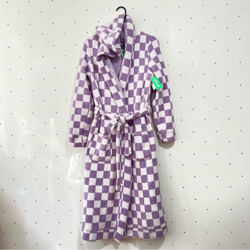 NWT HoneyDew Purple Check Cozy Robe SZ S
